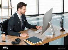 Businessman working on laptop